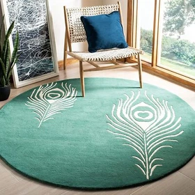 Hand Tufted Round Woollen Modern Area Rug for Living Room 3 X 3 Feet (Round)