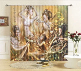 Dunhuang Frescoes 3D Curtain Blockout Photo Printing Curtain Drape Fabric Window
