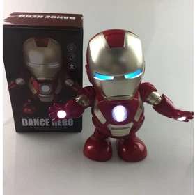 Marvel Iron Man Dance Action Figures Sing Led Light Spiderman Super Hero Robots