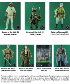 Star Wars Black Series Phase IV 6 Inch Action Figures Return of the Jedi (LOOSE)
