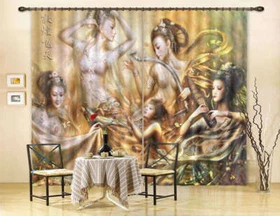 Dunhuang Flying Apsaras 3D Curtain Blockout Photo Printing Curtains Drape Fabric