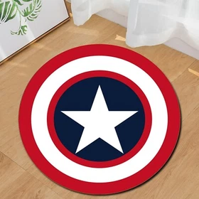 Captain Shield Round Rug - Superhero Themed Carpet for Kids & Marvel Fans Rug