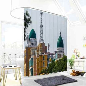 A Few Towers Of Houses 3D Shower Curtain Polyester Bathroom Decor  Waterproof