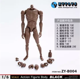 ZYTOYS ZY-B001 B002 B003 B004 1/6 Male Wheat Black Flexible Joint Body Figures