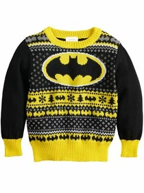 Batman DC Comics Toddler Boys Bat Symbol Christmas Holiday Knit Sweater 3T