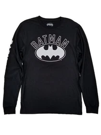 DC Comics Mens Black Batman Dark Knight Bat Symbol Long Sleeve T-Shirt