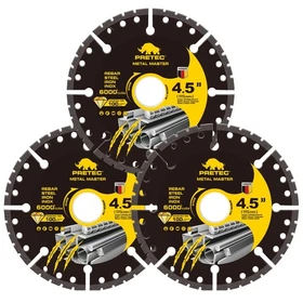 PRETEC 4-1/2" Diamond Metal Cut Off Wheels Rebar Steel Disc 7/8" Arbor 3/6 Packs