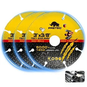 3 Pack Diamond Cutting Wheels 3"/4.5"/5" Metal Cut Off Disc Rebar Steel INOX