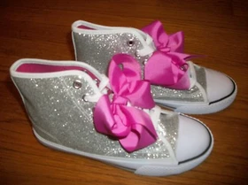 NEW NICKELODEON JOJO SIWA HIGH TOP SNEAKERS PINK BOWS GIRLS SHOES SZ 1 2 3 4  