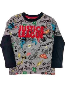 DC Comics Boys Gray Justice League T-Shirt Batman Green Lantern Tee Shirt