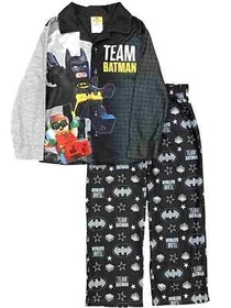 DC Comics Boys Black Flannel Lego Team Batman & Robin Pajamas Sleep Set