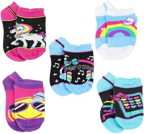 Nickelodeon☆Jojo Siwa Toddler & Little Girls 5 Pack Socks☆Shoe Sizes 7-10 & 10-4