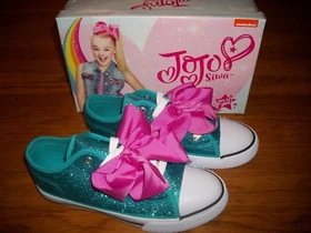 NEW NICKELODEON JOJO SIWA BLUE SNEAKERS W/ PINK BOWS GIRLS SHOES SZ 1 