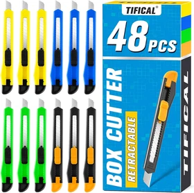 4 Pack Box Cutter, 9Mm Snap-Off Utility Knife, Box Cutter Retractable for Openin