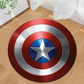 Captain Shield Round Rug - Superhero Themed Carpet for Kids & Marvel Fans