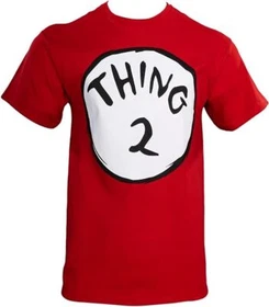 Adult Unisex Dr Seuss Thing 2 Short Sleeves Halloween Cosplay Costume T-Shirt