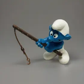 20101 BULLYLAND Angler Smurf Fishing Pole Toy Figure Bully #2