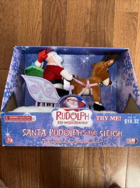 17121 GEMMY Rudolph Nosed Reindeer Sleigh Christmas Box 17121 GEMMY Rudolph Nosed Reindeer Sleigh Christmas Box
