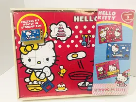 047754124934 HELLO KITTY Wood Puzzles Wooden Storage Box
