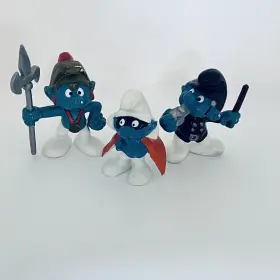 20008 SCHLEICH Spy Smurf Guard Cop Pvc Figures Figurines Set #2