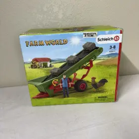 42377 SCHLEICH Farm Hay Conveyor Farmer Box