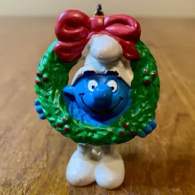51906 SCHLEICH Smurf Christmas Wreath Ornament Cord Portugal