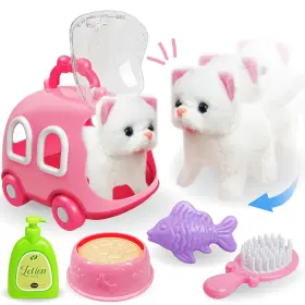 6801-1 SMILESSKIDDO Walking Cat Toys Girls Kitty Pink