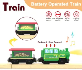770456722282 Z-MAYABBO Wooden Train Battery Locomotive Remote #2