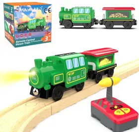 770456722282 Z-MAYABBO Wooden Train Battery Locomotive Remote