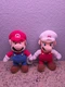 Super Fire Mario (White) & Regular Mario Plush Toy Jakks world of Nintendo 9"