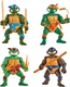 : Classic 4" Turtles 4-Pack Figure Bundle by Playmates Toys