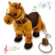 Haktoys Walk Along Horse with Remote Control Leash, 11 x 10 x 5 inches, Brown 