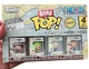 One Piece Monkey D. Luffy, Roronoa Zoa, Axe-Hand Morgan & Shanks Funko Bitty