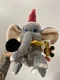 Vintage Disney Mouseketoys Dumbo Plush Elephant Yellow Hat Gray Stuffed Animal