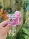 Disney Cheshire Cat Acrylic Badge Reel Alice In Wonderland Alligator Retractable