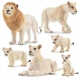 Toymany 6PCS White Lion Figurines with Cubs, 2-5" 4 inches, Lions 