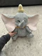 Disney Dumbo Stuffed Animal 14&rdquo; Plush Elephant Gray Striped Seersucker New w/Tag