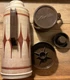 VINTAGE ALADDIN 1 QUART THERMOS 37210 USA BROWN TAN DIAMOND MCM DESIGN