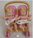 Zuru My Mini Baby Series 2 TWIN GIRLS Pink/Gold Double Stroller Store Display