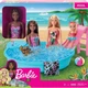 Barbie Doll & Pool Playset with Slide and Accessories, Brunette in Pink Swimsui