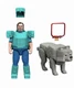 2024 Mattel - A Minecraft Movie STEVE IN DIAMOND ARMOR & DENNIS Wolf 2-Pack READ