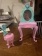 Hasbro 2018 Doll Vanity Set w/ Stool, Hand Mirror, Hairbrush Accessories Pink
