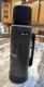 VTG ALADDIN BLACK METAL THERMOS INSULATED WITH SIDE HANDLE & CUP 1 QUART 37210