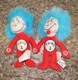 Dr Seuss Cat In The Hat Thing 1 and Thing 2 Mini Plush Kellogg Cereal Toy Promo