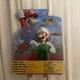 Super Mario Fire Luigi W/ Fire Ball 4" Action Figure Nintendo Box 