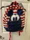 Disney Mickey Mouse Backpack Red White Blue Americana Striped New with Tags