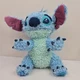 Disney Store Plush Stuffed Stitch Doll Exclusive Curly Hair Blue Fuzzy Soft 11"