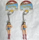 Wonder Woman PVC Figural  Monogram Vintage Keyring w/ Carabiner Clip SEALED.