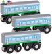 Orbrium 3 Pcs Large Wooden Railway Express Coach Cars, Compatible with Thomas &