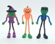 Halloween Witch Pumpkin  & Frankenstein's Monster Rubber Bend em 4" Figure Lot